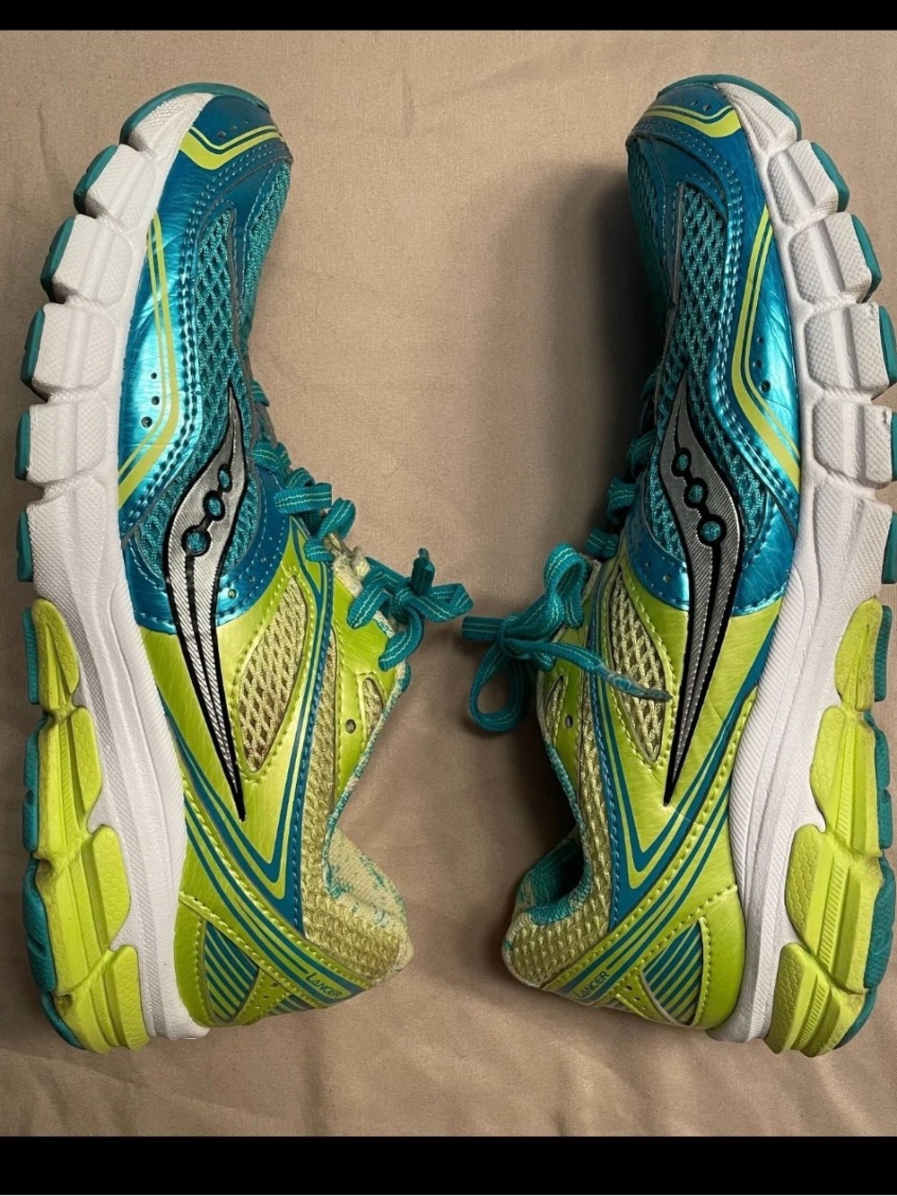 Saucony Lancer Women Shoes 7.5 Teal and Lime Trail Running Shoes